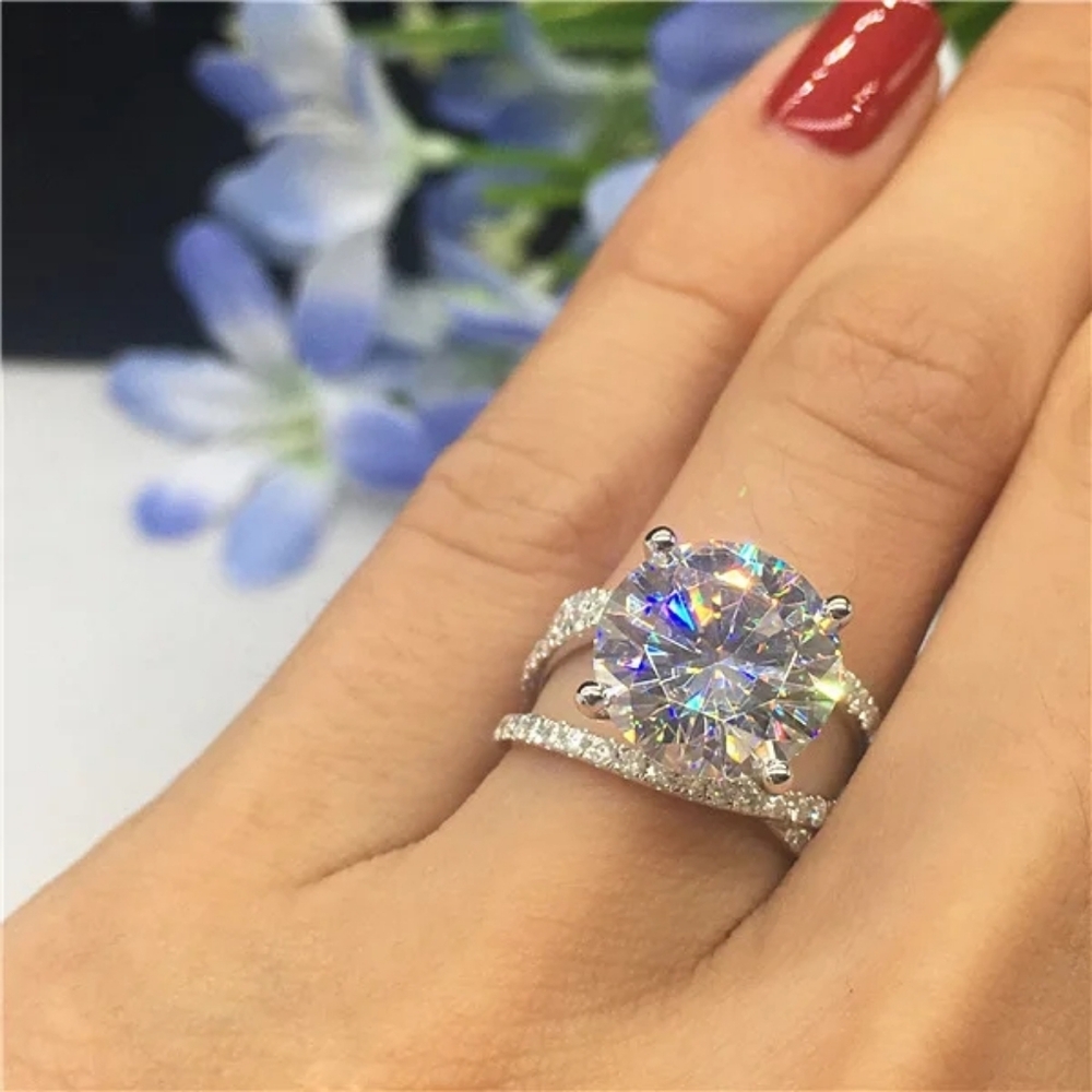 Sterling silver diamond ring - Picture 2 of 6